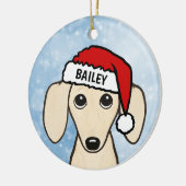Creme Dackel Santa Dackel Hund Individuelle Name Keramik Ornament (Links)