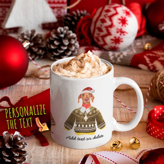 Creme Dackel Tragen Ugly Sweater Hund Lover Kaffeetasse