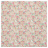 Creme Dackel Vintage Blumenmotive Stoff (Muster)
