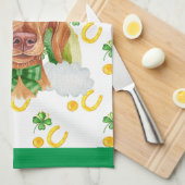 Creme Dackel Wohngestaltung St Patricks Day Geschirrtuch (Viertel Falte)