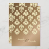 Creme Damask/Imitate Hochzeitsfeiern Einladung (Vorne/Hinten)