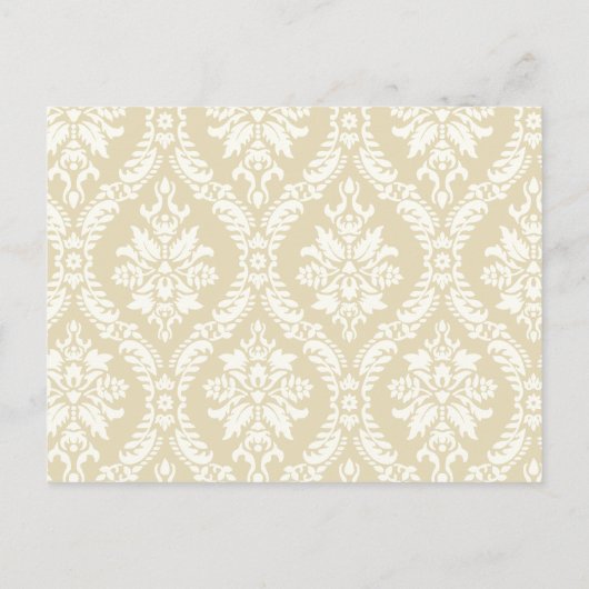 Creme Damask Save the Date Postkarte (Rückseite)
