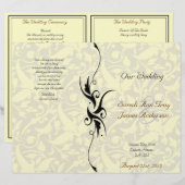Creme Damast jüdisches Hochzeitsprogramm (Vorne/Hinten)