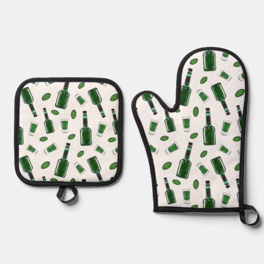 Creme de Menthe Ofenhandschuh & Topflappen-Set (Vorderseite)