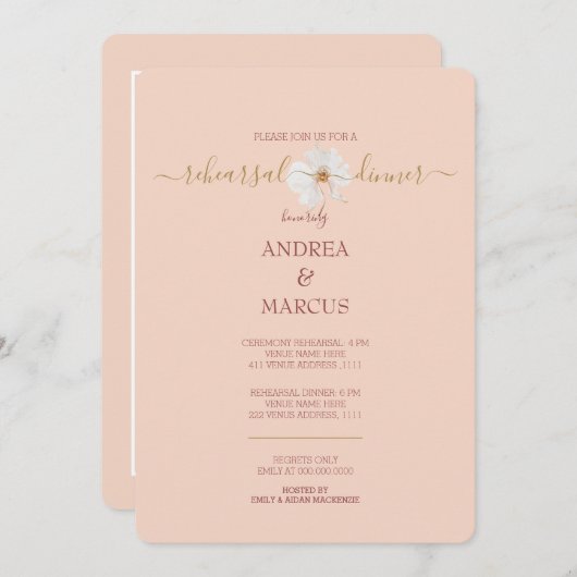 Creme de Peche Orchid Hochzeit Probe Dinner (Vorne/Hinten)