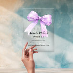 Creme des Lavendels süß 16 Acryleinladungen<br><div class="desc">Der helle,  durchsichtige Hintergrund ist mit einem großen Lavendel,  violett und lila Bogen geschmückt. Personalisieren und fügen Sie einen Namen und Party-Details hinzu.</div>