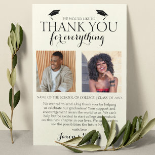 Creme Doppel-Abschluss 2 Foto Abschlussfeier Dankeskarte