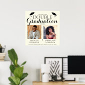 Creme Double Abschluss 2 Foto Abschluss Willkommen Poster (Heimbüro)