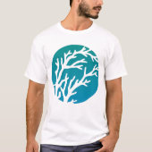 Creme dreht großen blauen Baum T-Shirt (Vorderseite)