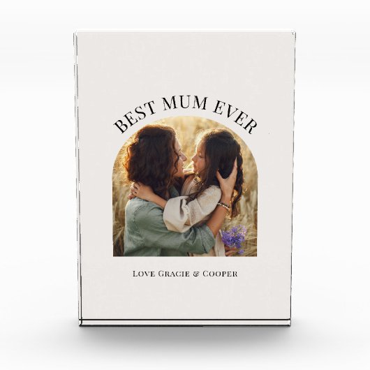 Creme elegante Foto Typografie beste Mum (Vorderseite)