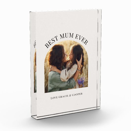 Creme elegante Foto Typografie beste Mum (Links)