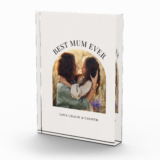 Creme elegante Foto Typografie beste Mum (Rechts)