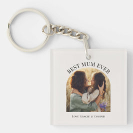 Creme elegante Foto Typografie beste Mum Schlüsselanhänger