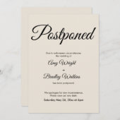 Creme Elegante vertagte Hochzeitsankündigung Einladung (Vorne/Hinten)