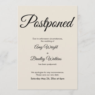 Creme Elegante vertagte Hochzeitsankündigung Einladung