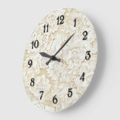 Creme Elfenbein Blumen Große Wanduhr (Winkel)