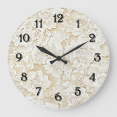 Creme Elfenbein Blumen Große Wanduhr (Vorderseite)