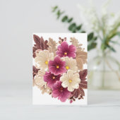 Creme-Elfenbeinküste und Burgund-Blume auf einer V Postkarte (Stehend Vorderseite)