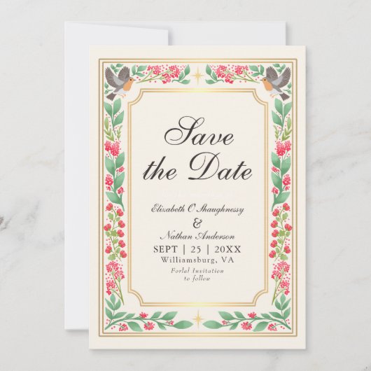 Creme Enchanted Botanischer Garten Hochzeit Foto Save The Date (Vorderseite)