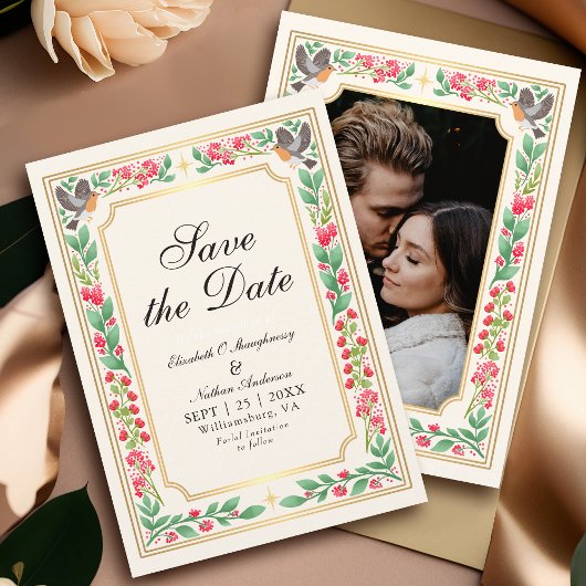 Creme Enchanted Botanischer Garten Hochzeit Foto Save The Date