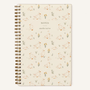 Creme-Ente-Wildblumen-Muster Personalisierter Name Notizblock