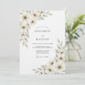Creme-etherische botanische Hochzeit Einladung (Stehend Vorderseite)