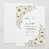 Creme-etherische botanische Hochzeit Einladung (Vorne/Hinten)