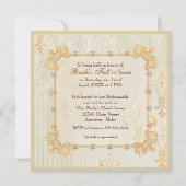 Creme Fleur di Lys Damask 2 - Hochzeits-Einladung Einladung (Rückseite)