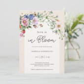 Creme Floral Brautparty Liebe in Blütendusche Einladung (Stehend Vorderseite)