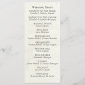Creme Floral - Creme Hochzeit Programm (Rückseite)