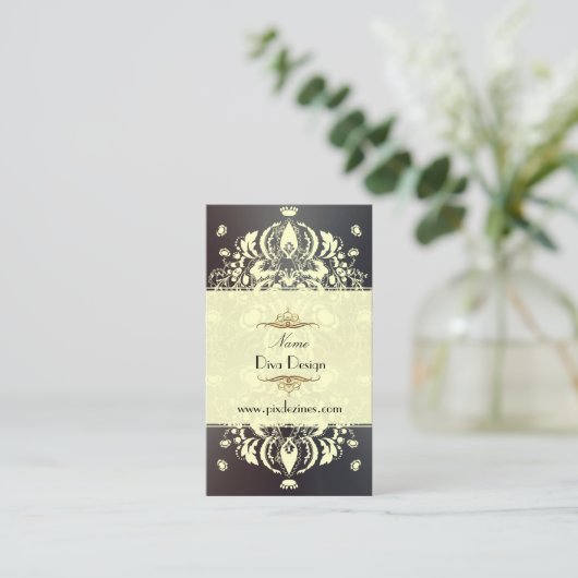 Creme Floral Damask/DIY Hintergrund Visitenkarte (Stehend Vorderseite)