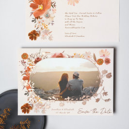 Creme Floral Frame Foto Save the Date Rose Folieneinladung