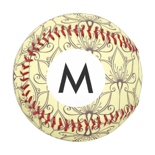 Creme Floral Muster Baseball (Vorderseite Links)