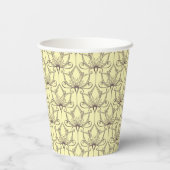 Creme Floral Muster Pappbecher (Rückseite)