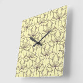 Creme Floral Muster Quadratische Wanduhr (Winkel)