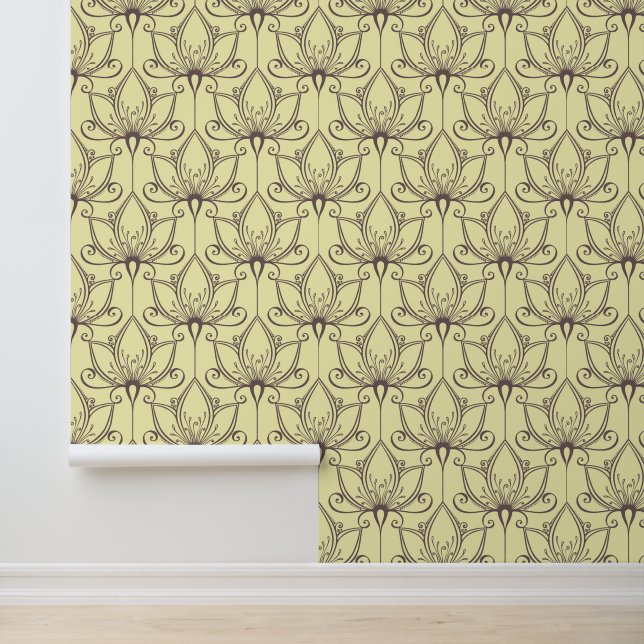 Creme Floral Muster Tapete (Anwendung)