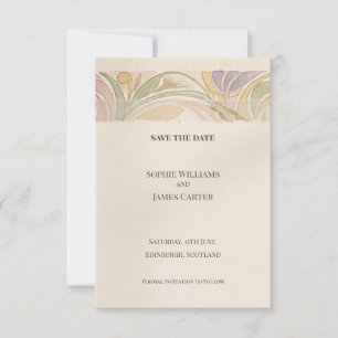 Creme Floral Nouveau Save The Date Karte