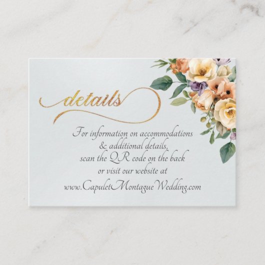 Creme Floral, QR Code - Perlenweiß Begleitkarte (Vorderseite)