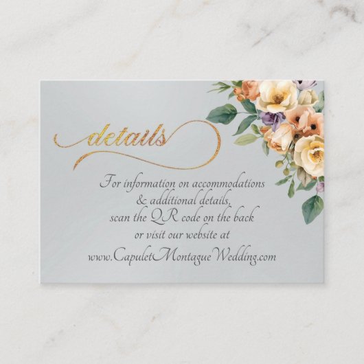 Creme Floral, QR-Code - Silber Begleitkarte (Vorderseite)