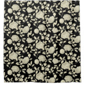 Creme Floral Toile auf Schwarz Duschvorhang (Vorderseite)