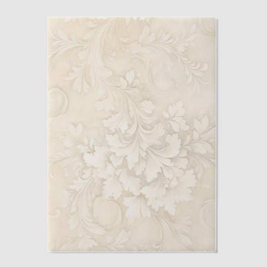 Creme Floral Wirbel Pergament Einladungen (Vorderseite)