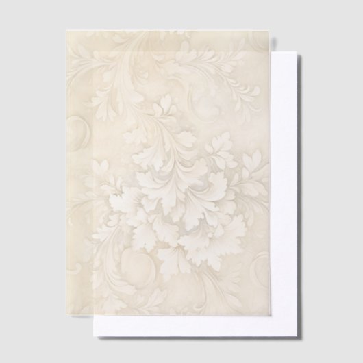 Creme Floral Wirbel Pergament Einladungen (Versetzt)