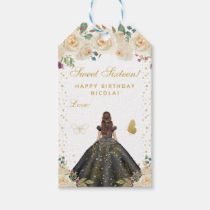 Creme Florale Brünette Haar Mädchen Sweet Sixteen Geschenkanhänger