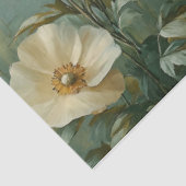 Creme Florals im grünen Hintergrund Seidenpapier (Ausschnitt)