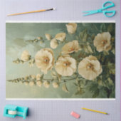 Creme Florals im grünen Hintergrund Seidenpapier (Basteln)