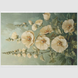 Creme Florals im grünen Hintergrund Seidenpapier