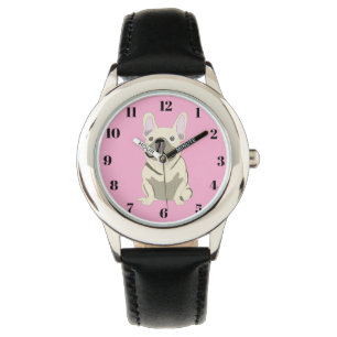 Creme-Französische Bulldogge Armbanduhr