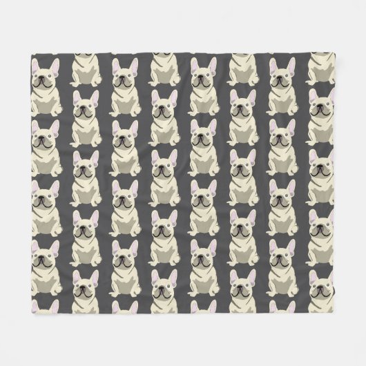 Creme-Französische Bulldogge Fleecedecke (Vorderseite (Horizontal))