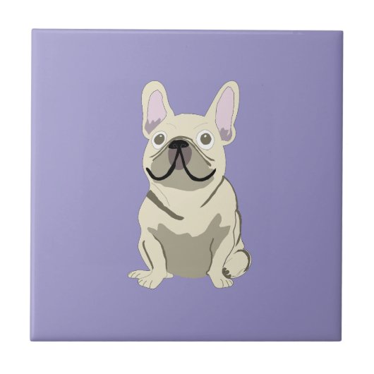 Creme Französische Bulldogge, Fliese (Vorderseite)