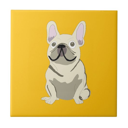 Creme-Französische-Bulldogge Fliese (Vorderseite)